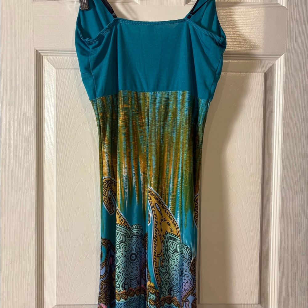Boho Teal and Multicolor Sun Dress by Lagaci - Picture 5 of 8